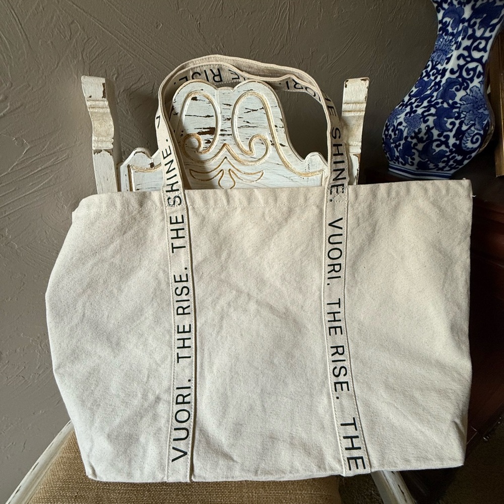 Vuori Off-White Canvas Tote The Rise The Shine
